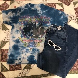 Blue Tie-dye Aerosmith band T-shirt